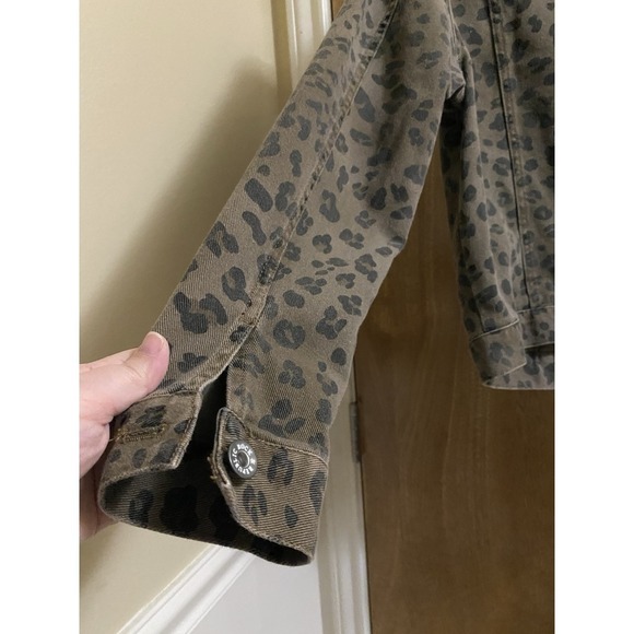 Rock and Republic Denim Jacket Size Small Leopard Print Faux Fur Collar Cheetah - Picture 11 of 14